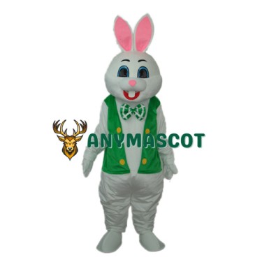 Rabbit with Green Vest Mascot Adult Costume