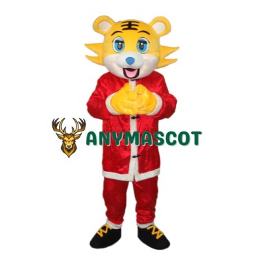 Yellow face Christmas Tiger Mascot Adult Costume