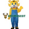 Yellow Tiger in Blue Overall Mascot Adult Costume