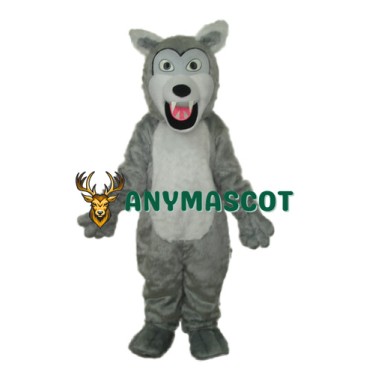 Small Long-haired Gray Wolf Mascot Adult Costume