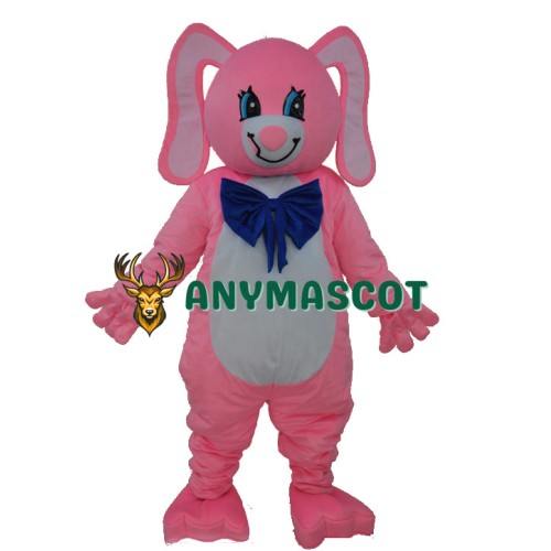 Long Ear Pink Bear Mascot Adult Costume