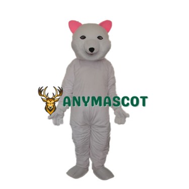 Pink Ears Polar Bear Mascot Adult Costume