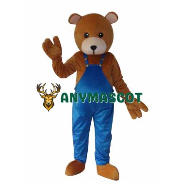 Teddy Bear in Overalls Mascot Adult Costume