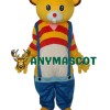 Yellow Bear Wear Blue overalls Mascot Adult Costume