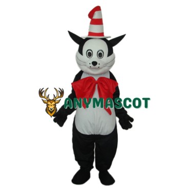 Black Cat with Hat Mascot Adult Costume