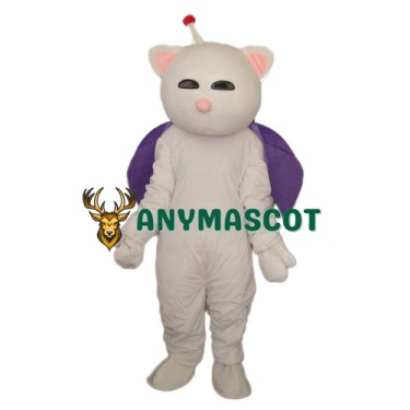 Pink Nose White Cat Mascot Adult Costume