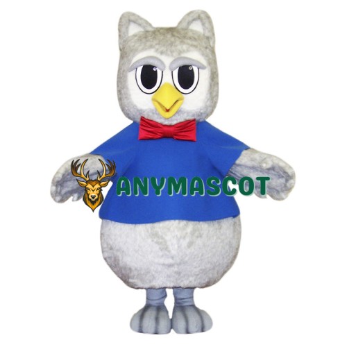 Cute Grey Owl Mascot Costume