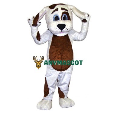 Cute White & Brown Dog Mascot Costume