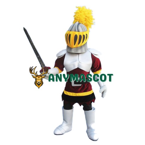 Silver & Red Knight Mascot Costume
