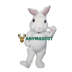 White Fuzzy Bunny Mascot Costume