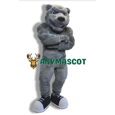 Grey Power Bear Mascot Costume