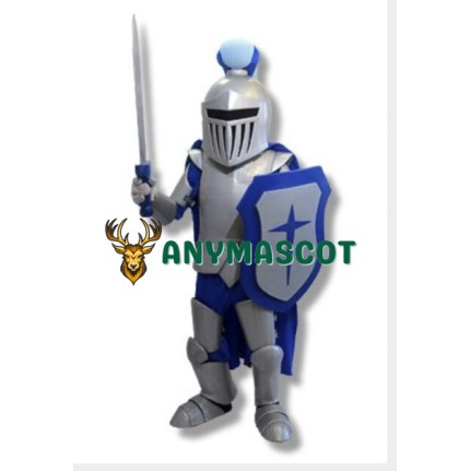 Blue &  Sliver Knight Mascot Costume
