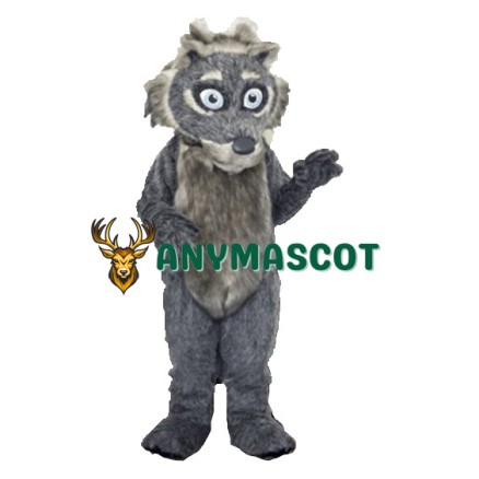 Grey Fluffy Wolf Mascot Costume