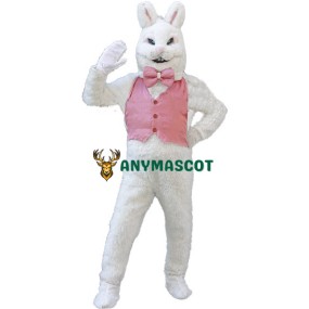 Happy White Bunny Rabbit Mascot Costume
