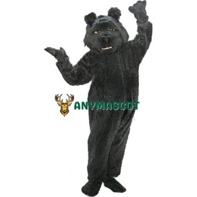 Shaggy Black Bear Mascot Costume