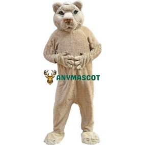 Friendly Tan-colored Lion Mascot Costume