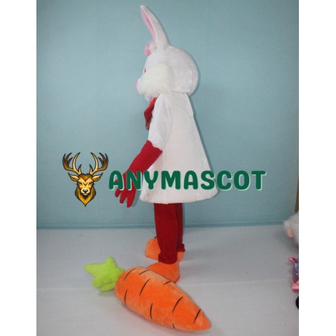 White Bunny Rabbit with Carrot Mascot Costume