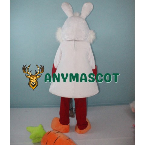 White Bunny Rabbit with Carrot Mascot Costume