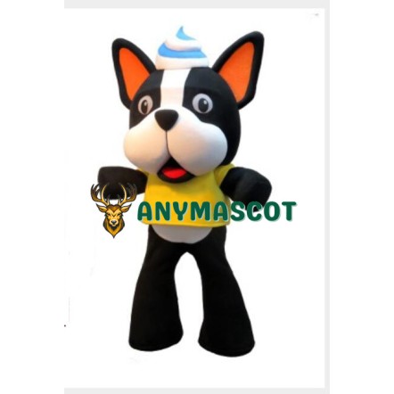 Cute White Black Dog Mascot Costume