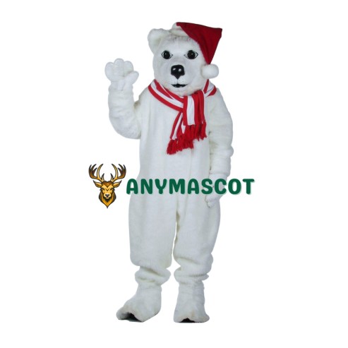 Polar Bear With Hat Mascot Costume