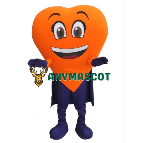 Orange Heart Mascot Costume