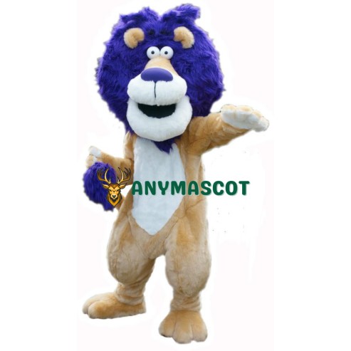 Blue Hair Lion Mascot Costume