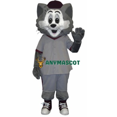 Grey and White Cat Mascot Costume