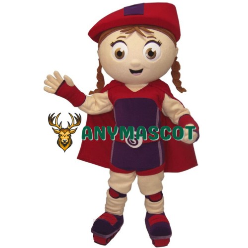 Red Super Girl Mascot Costume