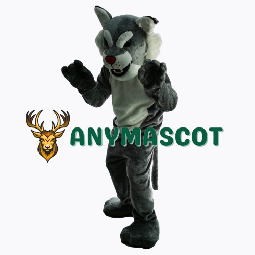 Grey Power Cat Wildcat Mascot Costume