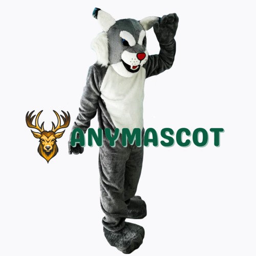 Grey Power Cat Wildcat Mascot Costume