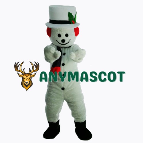 New Extra Round Snowman w Hat Scarf Mascot Costume