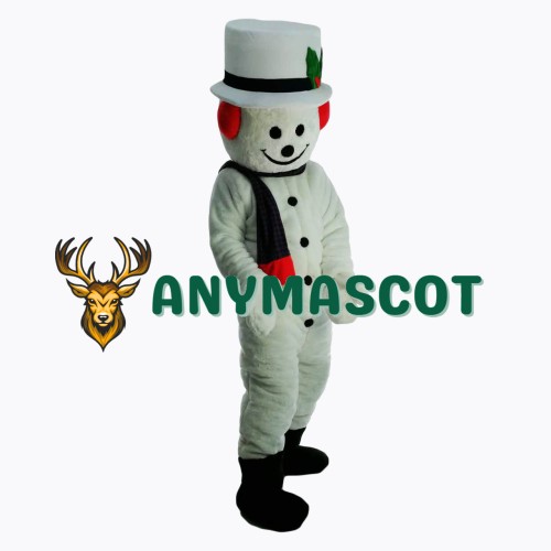 New Extra Round Snowman w Hat Scarf Mascot Costume