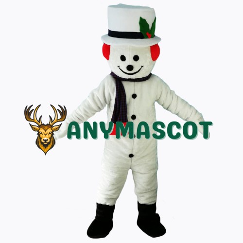 New Extra Round Snowman w Hat Scarf Mascot Costume