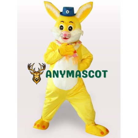 Yellow Rabbit Short Plush Adult  Mascot Costume