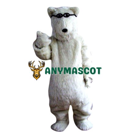 Glasses White Polar Bears Mascot Costume