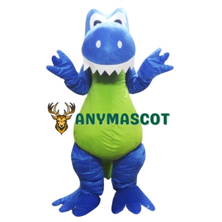 Adult Blue Green Dinosaur Mascot Costume
