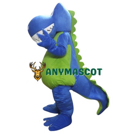 Adult Blue Green Dinosaur Mascot Costume