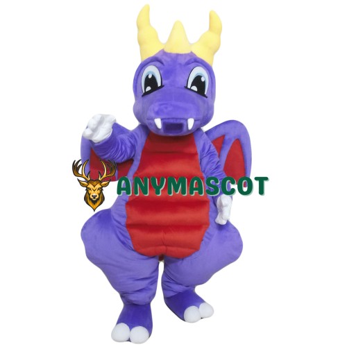 Purple Dragon Mascot Costume for Adults