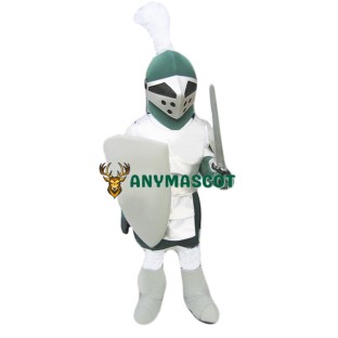 Green & Sliver Knight Mascot Costume