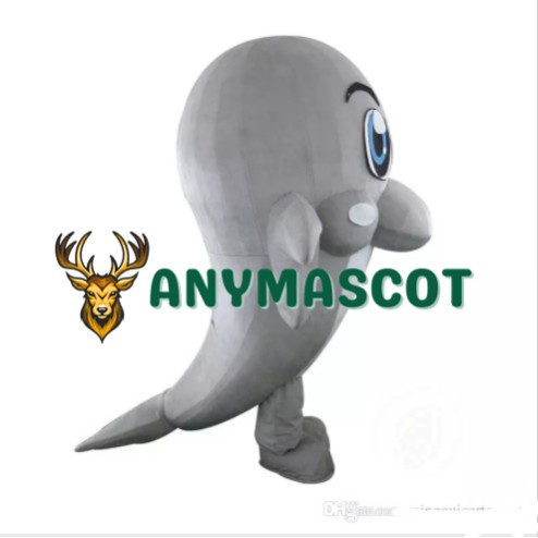 Professional Gray Dolphin Mascot Costume