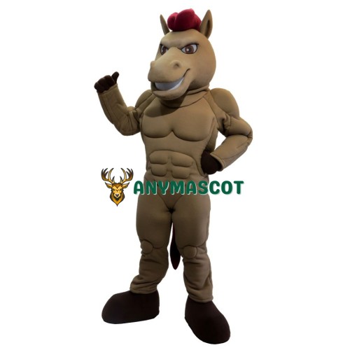 Brown Power Mustang Mascot Costume