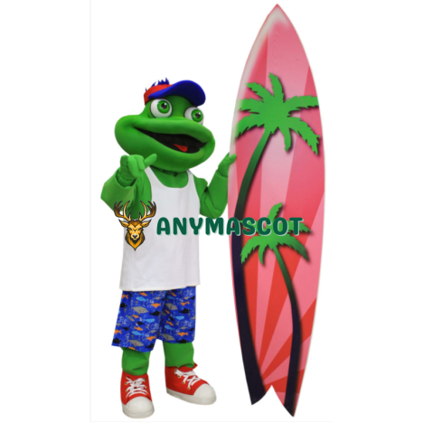 Surfer Frog Mascot Costume