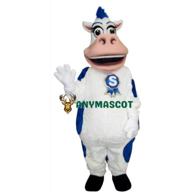 Blue & White Cow Mascot Costume