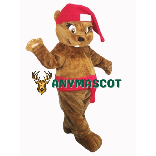 Christmas Beaver Mascot Costume