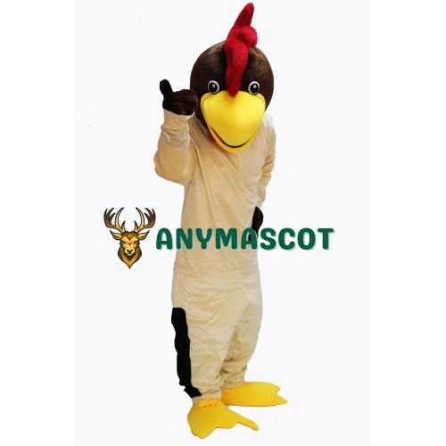 Friendly Beige Chicken Mascot Costume