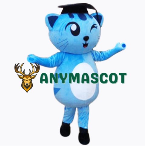 Cute Blue Docter Cat Mascot Costume