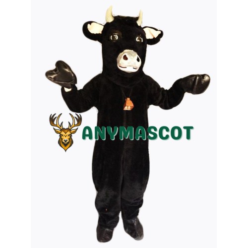 Black Furry Bull Mascot Costume