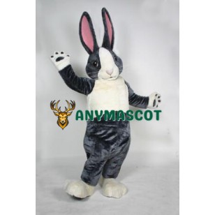 Black and White Pink Ears Rabbit Bunny Mascot Costume