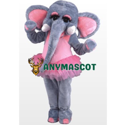 Pink and Gray Female Elephant Mascot Costume