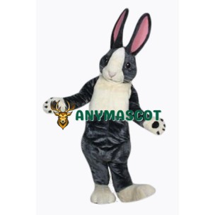 Black and White Pink Ears Rabbit Bunny Mascot Costume